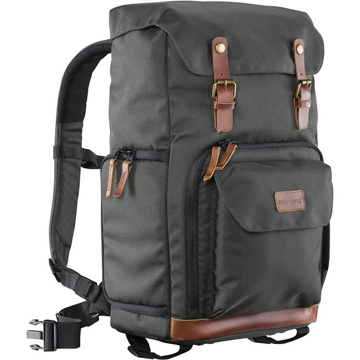 Mantona Kamerarucksack Luis Retro, Laptopfach, Regenhülle, Grün 3 Mantona Kamerarucksack Luis Retro, Laptopfach, Regenhülle, Grün