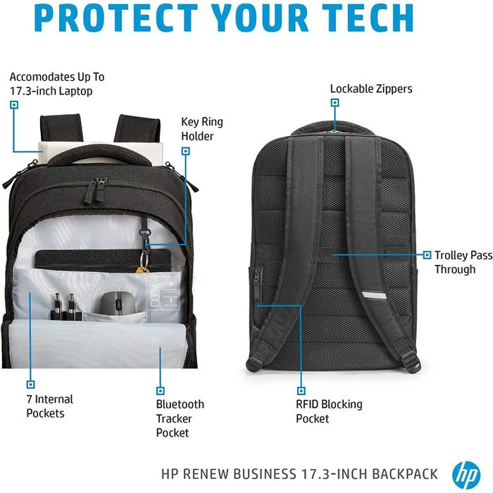 HP Laptop-Rucksack Renew Business, 3E2U5AA, Bis 17,3 Zoll / 43,94 Cm, Polyester 5 HP Laptop-Rucksack Renew Business, 3E2U5AA, Bis 17,3 Zoll / 43,94 Cm, Polyester – Bild 3