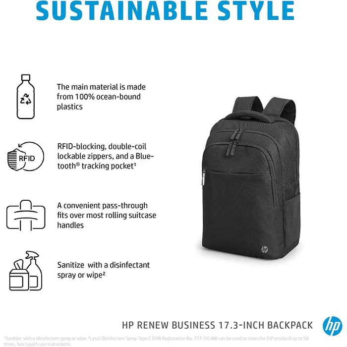 HP Laptop-Rucksack Renew Business, 3E2U5AA, Bis 17,3 Zoll / 43,94 Cm, Polyester 8 HP Laptop-Rucksack Renew Business, 3E2U5AA, Bis 17,3 Zoll / 43,94 Cm, Polyester – Bild 6