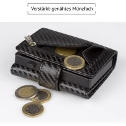 Kronenschein Geldbörse Pop-UP, GZ-01C, Echt Nappaleder, Herren RFID Schutz Münzfach Reißverschluss Carbon -Eastpak Shop 141c4f066ff6efe6913e493922c3aa1aae671aaa geldboerse kronenschein pop up echt nappaleder
