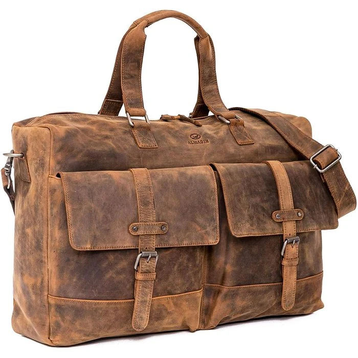 Almadih Reisetasche Kane, Echt Leder, Braun Vintage, 19 Liter, 50cm, Größe S 3 Almadih Reisetasche Kane, Echt Leder, Braun Vintage, 19 Liter, 50cm, Größe S