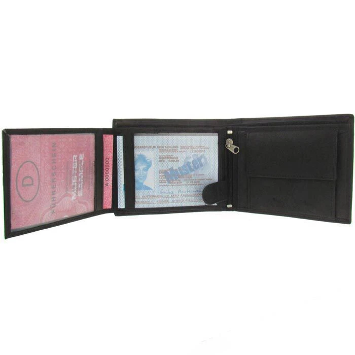 Iwea Geldbörse G-3001, Echt Leder, Herren, Münzfach, Druckknopf, Schwarz 4 Iwea Geldbörse G-3001, Echt Leder, Herren, Münzfach, Druckknopf, Schwarz – Bild 2