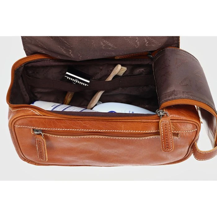 Alpenleder Kulturbeutel Roll Up, 7,5 Liter, Breite 28cm, Echt Leder, Cognac 7 Alpenleder Kulturbeutel Roll Up, 7,5 Liter, Breite 28cm, Echt Leder, Cognac – Bild 5