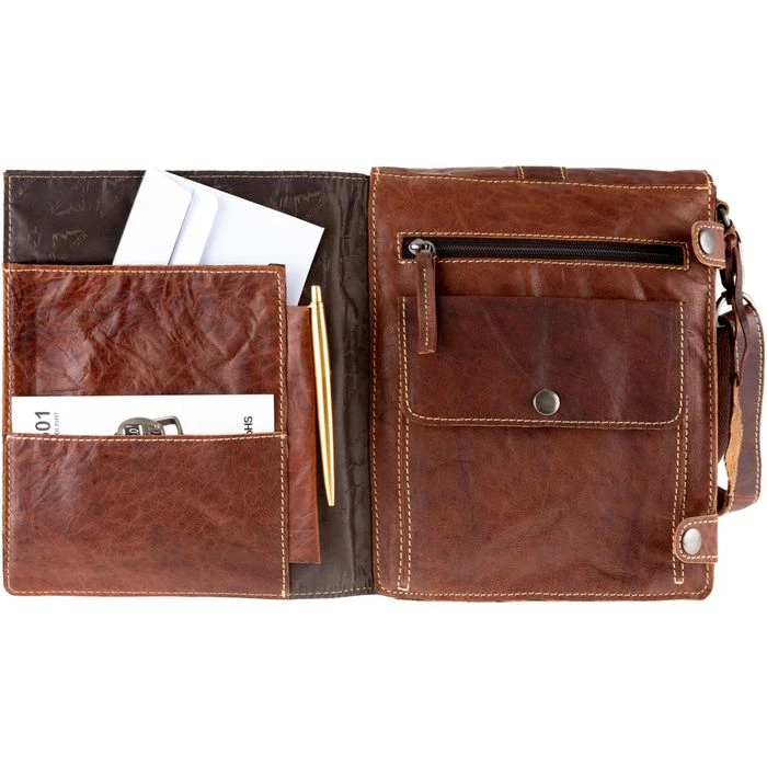 Alpenleder Umhängetasche Galileo, Echt Leder, 21 X 28 X 15cm, Brandy 6 Alpenleder Umhängetasche Galileo, Echt Leder, 21 X 28 X 15cm, Brandy – Bild 4