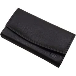 MJ-Design-Germany Kellnerbörse 1027, Schwarz, Echt Kalbsleder, 18 X 10cm