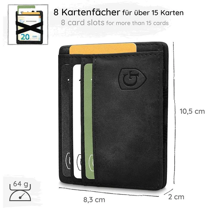 GenTo Geldbörse Vegas, Kunstleder, Schwarz Soft, Magic Wallet, RFID Schutz, Münzfach Mit Druckknopf 6 GenTo Geldbörse Vegas, Kunstleder, Schwarz Soft, Magic Wallet, RFID Schutz, Münzfach Mit Druckknopf – Bild 4