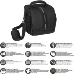 Pedea Kameratasche Essex Gr. M, Kunstfaser, Schultergurt, Regenhülle, Schwarz / Grau -Eastpak Shop 2b1f17c5da82a37514565926d4abec40627be902 kameratasche pedea essex gr. m kunstfaser