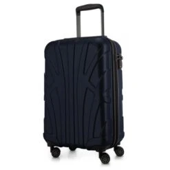 Suitline Reisekoffer Hartschale, Trolley, 4 Rollen, Blau 34L, 55cm, Größe S