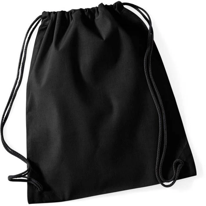 Westford Mill Westford-Mill Stoffbeutel W110 Cotton Gymsac, Mit Kordelzug, Black/black, Baumwolle, 37 X 46cm 4 Westford Mill Westford-Mill Stoffbeutel W110 Cotton Gymsac, Mit Kordelzug, Black/black, Baumwolle, 37 X 46cm – Bild 2