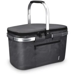Navaris Einkaufskorb Thermo, Faltbar, Mit Abdeckung, Grau, 43 X 26 X 26cm