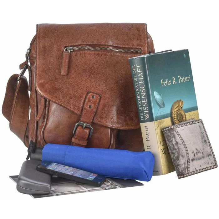 Greenburry Umhängetasche Vintage Washed Revolver M, 2917-24, Echt Leder, 25 X 28 X 8cm, Rotbraun – Bild 7