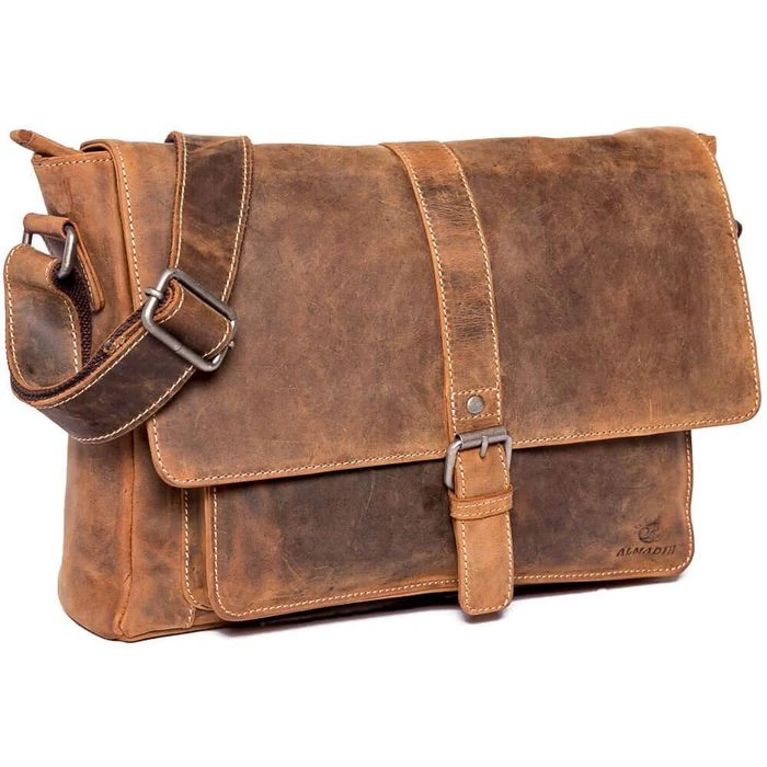 Almadih Umhängetasche Jordan, Herren, Echt Leder, 32 X 25 X 11cm, Braun Vintage 5 Almadih Umhängetasche Jordan, Herren, Echt Leder, 32 X 25 X 11cm, Braun Vintage – Bild 3