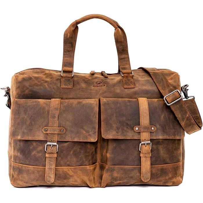 Almadih Reisetasche Kane, Echt Leder, Braun Vintage, 19 Liter, 50cm, Größe S 5 Almadih Reisetasche Kane, Echt Leder, Braun Vintage, 19 Liter, 50cm, Größe S – Bild 3