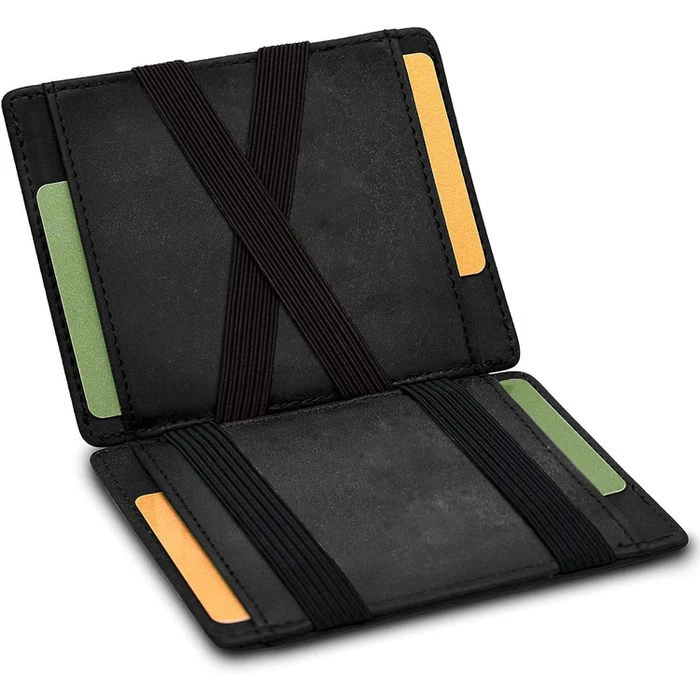 GenTo Geldbörse Vegas, Kunstleder, Schwarz Soft, Magic Wallet, RFID Schutz, Münzfach Mit Druckknopf 3 GenTo Geldbörse Vegas, Kunstleder, Schwarz Soft, Magic Wallet, RFID Schutz, Münzfach Mit Druckknopf