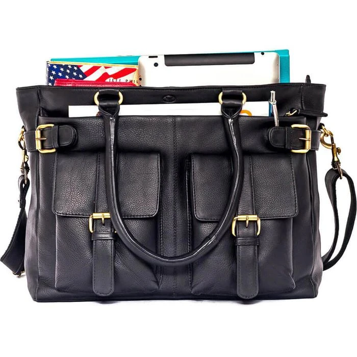 Almadih Umhängetasche Eva, Damen, Echt Leder, 37 X 28 X 12cm, Schwarz 4 Almadih Umhängetasche Eva, Damen, Echt Leder, 37 X 28 X 12cm, Schwarz – Bild 2