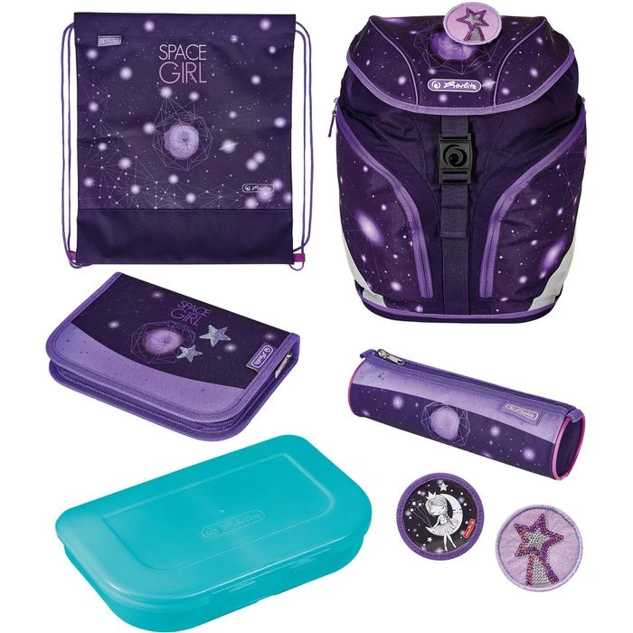 Herlitz Schulrucksack SoftLight Plus Space Girl, 50037568, Für Mädchen, Lila, 5-teiliges Set 3 Herlitz Schulrucksack SoftLight Plus Space Girl, 50037568, Für Mädchen, Lila, 5-teiliges Set