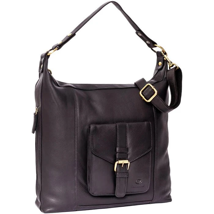 Almadih Umhängetasche Sara, Damen, Echt Leder, 35 X 29 X 8cm, Schwarz 3 Almadih Umhängetasche Sara, Damen, Echt Leder, 35 X 29 X 8cm, Schwarz