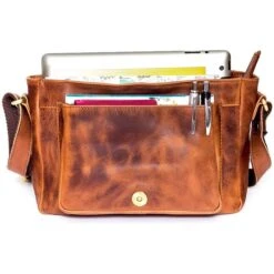 Alternative view of Almadih Umhängetasche Kim, Damen, Echt Leder, 25 X 19 X 9cm, Braun Deluxe