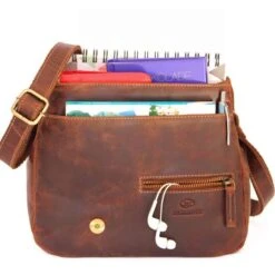 Alternative view of Almadih Umhängetasche Miki, Damen, Echt Leder, 27 X 21 X 10cm, Braun Vintage