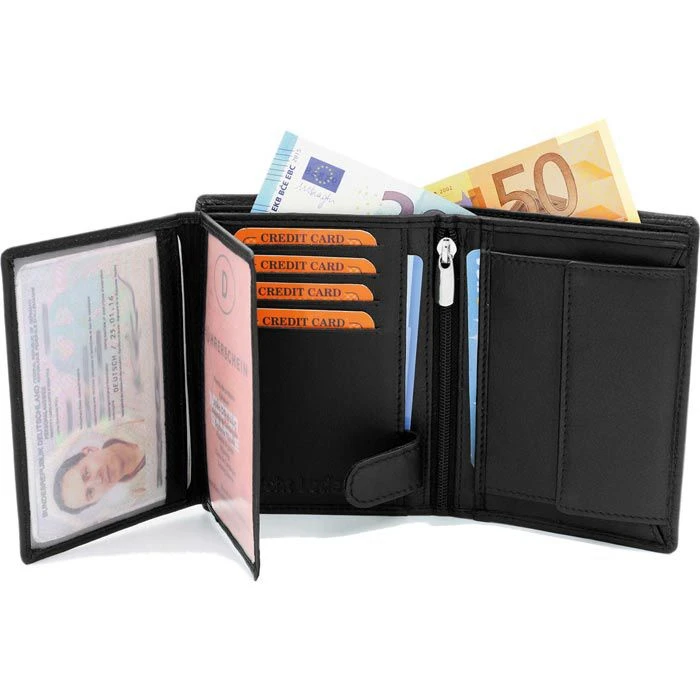 FaVolmer Geldbörse Phoenix 3, Echt Leder, Herren, Münzfach, Druckknopf, Schwarz 5 FaVolmer Geldbörse Phoenix 3, Echt Leder, Herren, Münzfach, Druckknopf, Schwarz – Bild 3