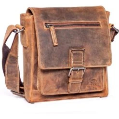 Almadih UmhÀngetasche Luis, Echt Leder, 21 X 24 X 6cm, Braun Vintage