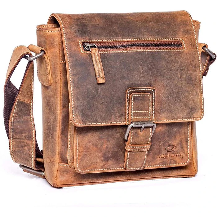 Almadih Umhängetasche Luis, Echt Leder, 21 X 24 X 6cm, Braun Vintage 3 Almadih Umhängetasche Luis, Echt Leder, 21 X 24 X 6cm, Braun Vintage