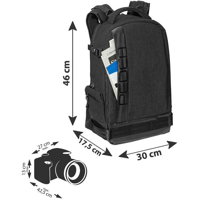Pedea Kamerarucksack Fashion, Tabletfach, Regenhülle, Schwarz 4 Pedea Kamerarucksack Fashion, Tabletfach, Regenhülle, Schwarz – Bild 2