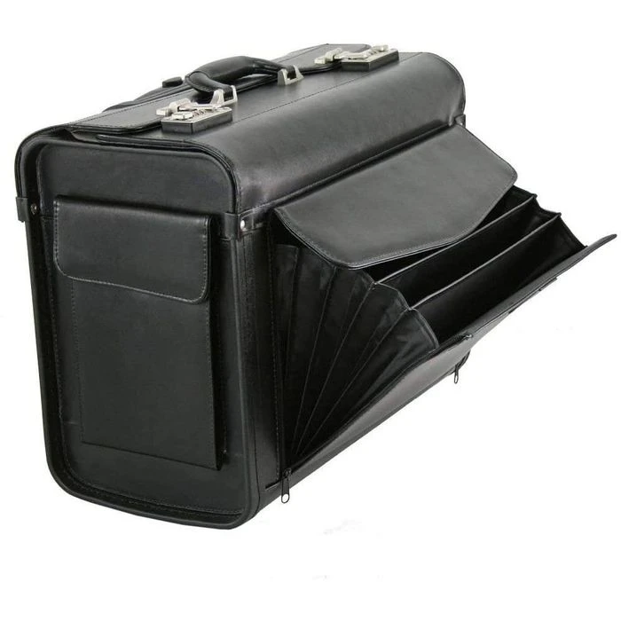 Dermata Pilotenkoffer 1340, Trolley, Echt Leder, Mit Laptopfach, Schwarz 6 Dermata Pilotenkoffer 1340, Trolley, Echt Leder, Mit Laptopfach, Schwarz – Bild 4