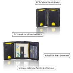 Alternative view of Kronenschein Geldbörse GC-01, Kunstleder, Carbon, Slim Wallet Herren RFID Schutz Kompaktes Münzfach