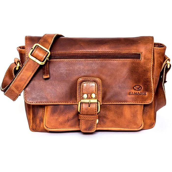 Almadih Umhängetasche Kim, Damen, Echt Leder, 25 X 19 X 9cm, Braun Deluxe 5 Almadih Umhängetasche Kim, Damen, Echt Leder, 25 X 19 X 9cm, Braun Deluxe – Bild 3