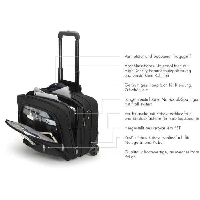 Dicota Business-Trolley Eco Multi Roller PRO D30924-RPET, Recyceltes PET, Mit Laptopfach, Schwarz, 27,5L 9 Dicota Business-Trolley Eco Multi Roller PRO D30924-RPET, Recyceltes PET, Mit Laptopfach, Schwarz, 27,5L – Bild 7