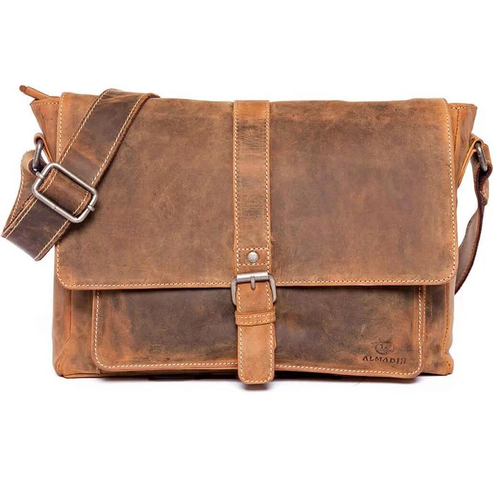 Almadih Umhängetasche Jordan, Herren, Echt Leder, 32 X 25 X 11cm, Braun Vintage 3 Almadih Umhängetasche Jordan, Herren, Echt Leder, 32 X 25 X 11cm, Braun Vintage