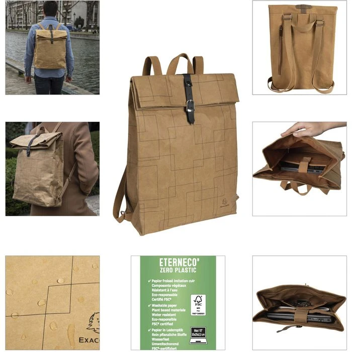 Exacompta Rucksack Eterneco 17640E, Roll-Top, Braun, Laptopfach, Papier, 17L, 43cm 8 Exacompta Rucksack Eterneco 17640E, Roll-Top, Braun, Laptopfach, Papier, 17L, 43cm – Bild 6