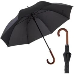 Euroschirm Regenschirm Partnerschirm, Schwarz, Öffnungsautomatik, Ø 120cm, Länge 98cm