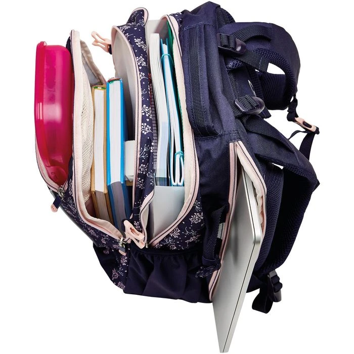 Herlitz Schulrucksack Ultimate Blossom, 50038039, Blüten, Für Mädchen, Dunkelblau / Rosa 6 Herlitz Schulrucksack Ultimate Blossom, 50038039, Blüten, Für Mädchen, Dunkelblau / Rosa – Bild 4