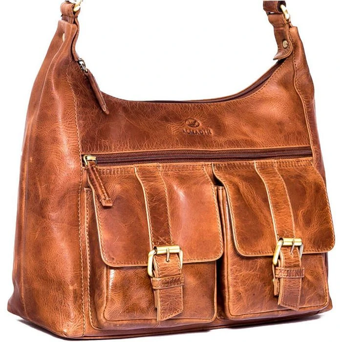 Almadih Umhängetasche Lara, Damen, Echt Leder, 32 X 28 X 12cm, Braun Deluxe 5 Almadih Umhängetasche Lara, Damen, Echt Leder, 32 X 28 X 12cm, Braun Deluxe – Bild 3