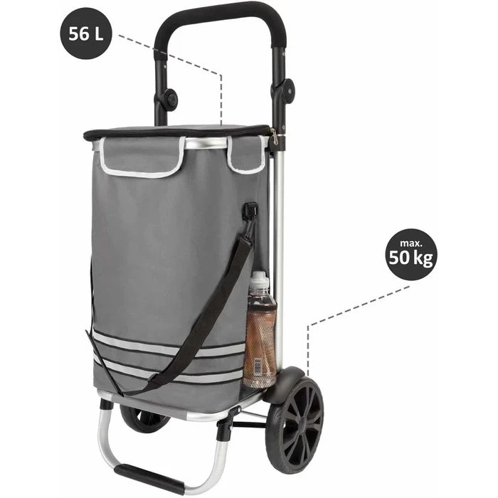 Monzana Einkaufstrolley 108230, Klappbar, Mit Kühlfach, Bis 50kg, Grau 9 Monzana Einkaufstrolley 108230, Klappbar, Mit Kühlfach, Bis 50kg, Grau – Bild 7