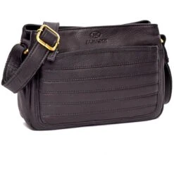 Almadih Umhängetasche Aya, Damen, Echt Leder, 23 X 16 X 8cm, Schwarz