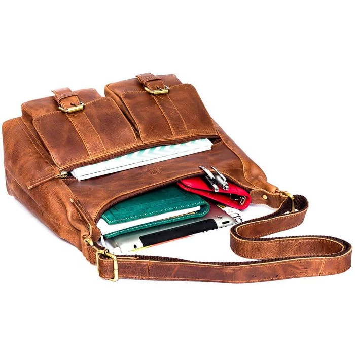 Almadih Umhängetasche Lara, Damen, Echt Leder, 32 X 28 X 12cm, Braun Deluxe 6 Almadih Umhängetasche Lara, Damen, Echt Leder, 32 X 28 X 12cm, Braun Deluxe – Bild 4