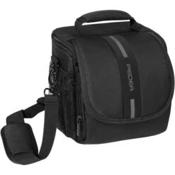 Pedea Kameratasche Essex Gr. M, Kunstfaser, Schultergurt, Regenhülle, Schwarz / Grau