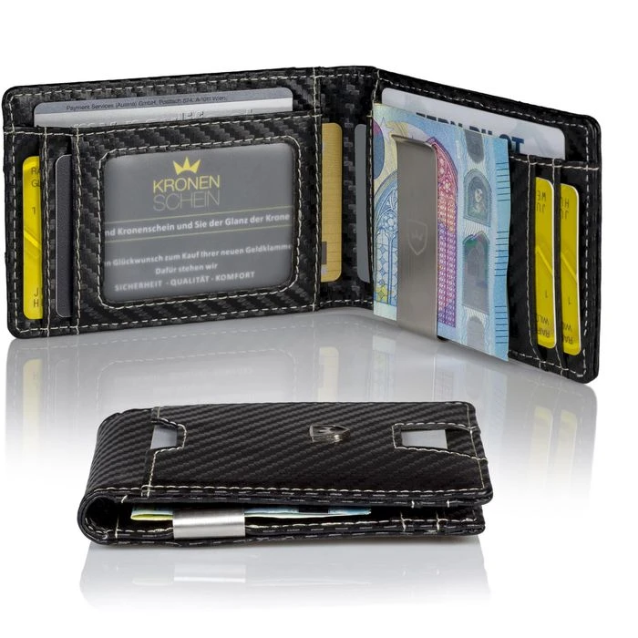 Kronenschein Geldbörse GKM-02C, Kunstleder, Carbon, Slim Wallet Herren RFID Schutz Kompaktes Münzfach 9 Kronenschein Geldbörse GKM-02C, Kunstleder, Carbon, Slim Wallet Herren RFID Schutz Kompaktes Münzfach – Bild 7