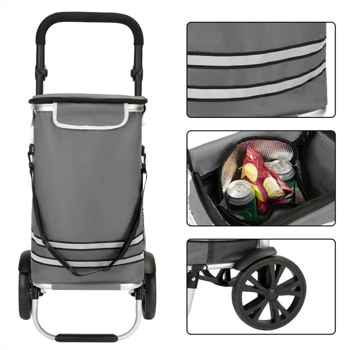 Monzana Einkaufstrolley 108230, Klappbar, Mit Kühlfach, Bis 50kg, Grau 5 Monzana Einkaufstrolley 108230, Klappbar, Mit Kühlfach, Bis 50kg, Grau – Bild 3