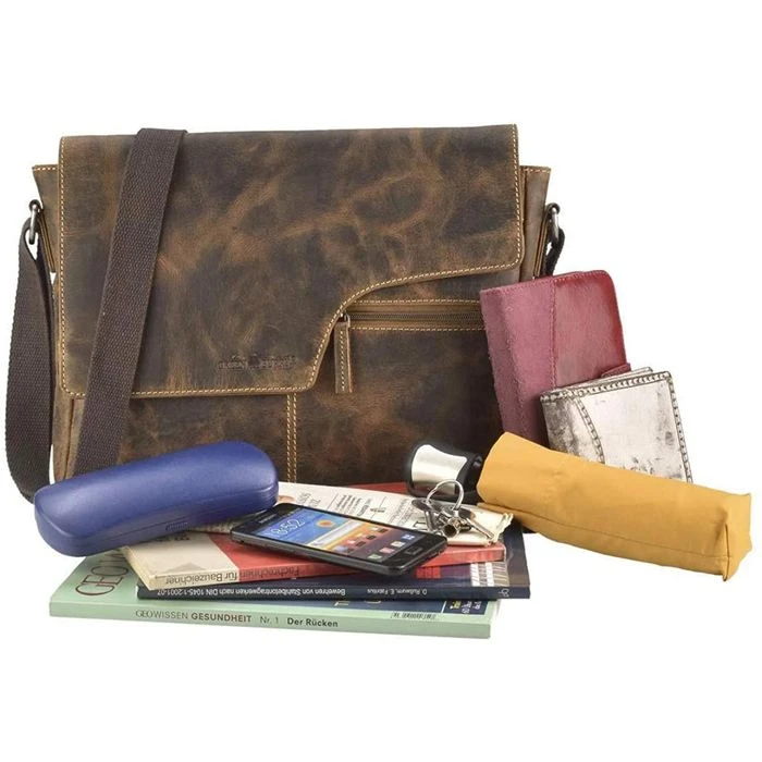 Greenburry Umhängetasche Vintage, 1650A-25, Echt Leder, 35 X 26 X 8cm, Antikbraun 5 Greenburry Umhängetasche Vintage, 1650A-25, Echt Leder, 35 X 26 X 8cm, Antikbraun – Bild 3