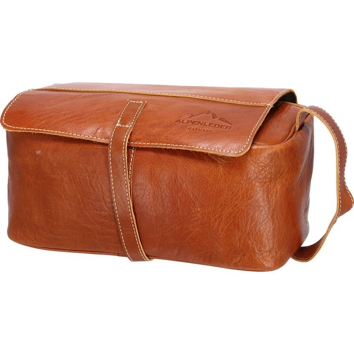 Alpenleder Kulturbeutel Roll Up, 7,5 Liter, Breite 28cm, Echt Leder, Cognac 3 Alpenleder Kulturbeutel Roll Up, 7,5 Liter, Breite 28cm, Echt Leder, Cognac