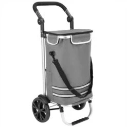 Monzana Einkaufstrolley 108230, Klappbar, Mit Kühlfach, Bis 50kg, Grau