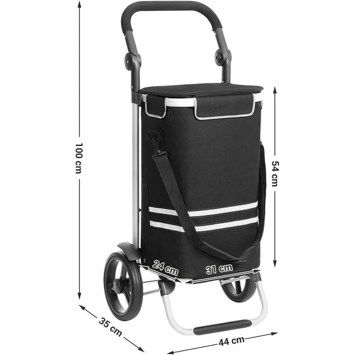 Songmics Einkaufstrolley KST03BK, Klappbar, Mit Kühlfach, Bis 25kg, Schwarz 4 Songmics Einkaufstrolley KST03BK, Klappbar, Mit Kühlfach, Bis 25kg, Schwarz – Bild 2