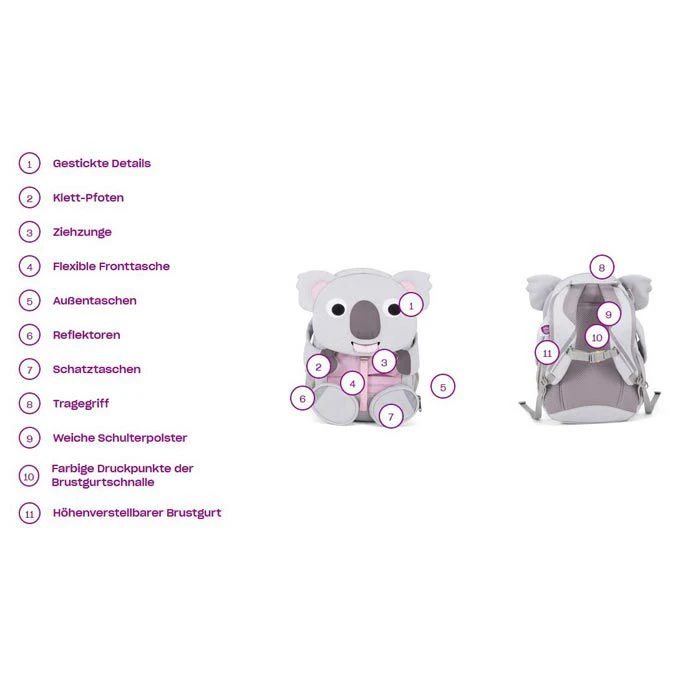 Affenzahn Kinderrucksack Koala, Großer Freund, Grau, 3-5 Jahre, 8 Liter, 420g 7 Affenzahn Kinderrucksack Koala, Großer Freund, Grau, 3-5 Jahre, 8 Liter, 420g – Bild 5