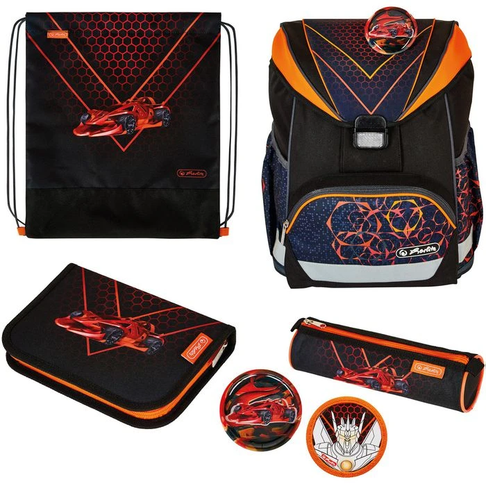 Herlitz Schulranzen UltraLight Plus Mechanic, 50037728, Für Jungen, Schwarz / Orange, 4-tlg. Set 3 Herlitz Schulranzen UltraLight Plus Mechanic, 50037728, Für Jungen, Schwarz / Orange, 4-tlg. Set