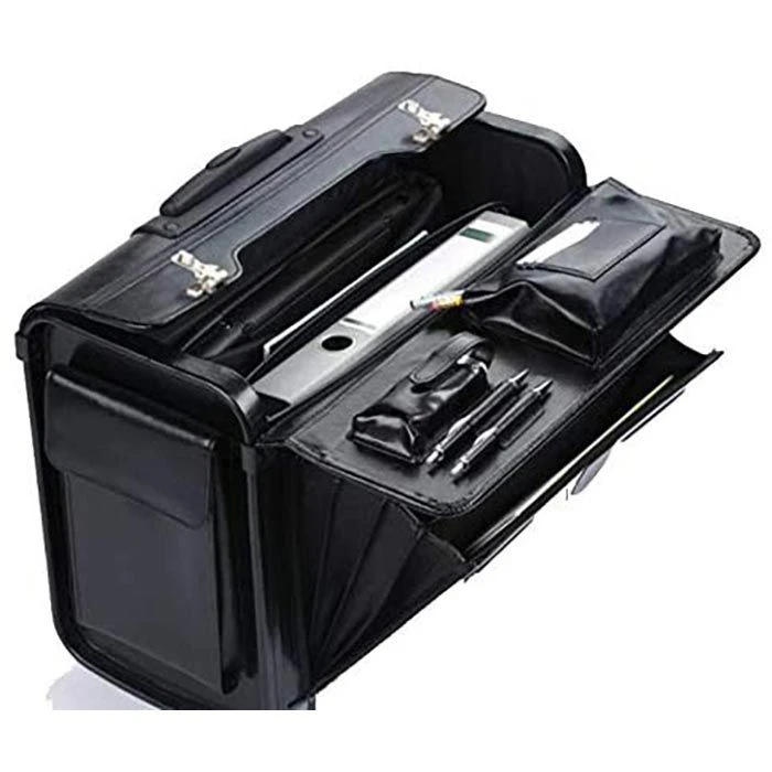 Dermata Pilotenkoffer 1340, Trolley, Echt Leder, Mit Laptopfach, Schwarz 5 Dermata Pilotenkoffer 1340, Trolley, Echt Leder, Mit Laptopfach, Schwarz – Bild 3