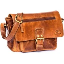 Almadih UmhÀngetasche Kim, Damen, Echt Leder, 25 X 19 X 9cm, Braun Deluxe